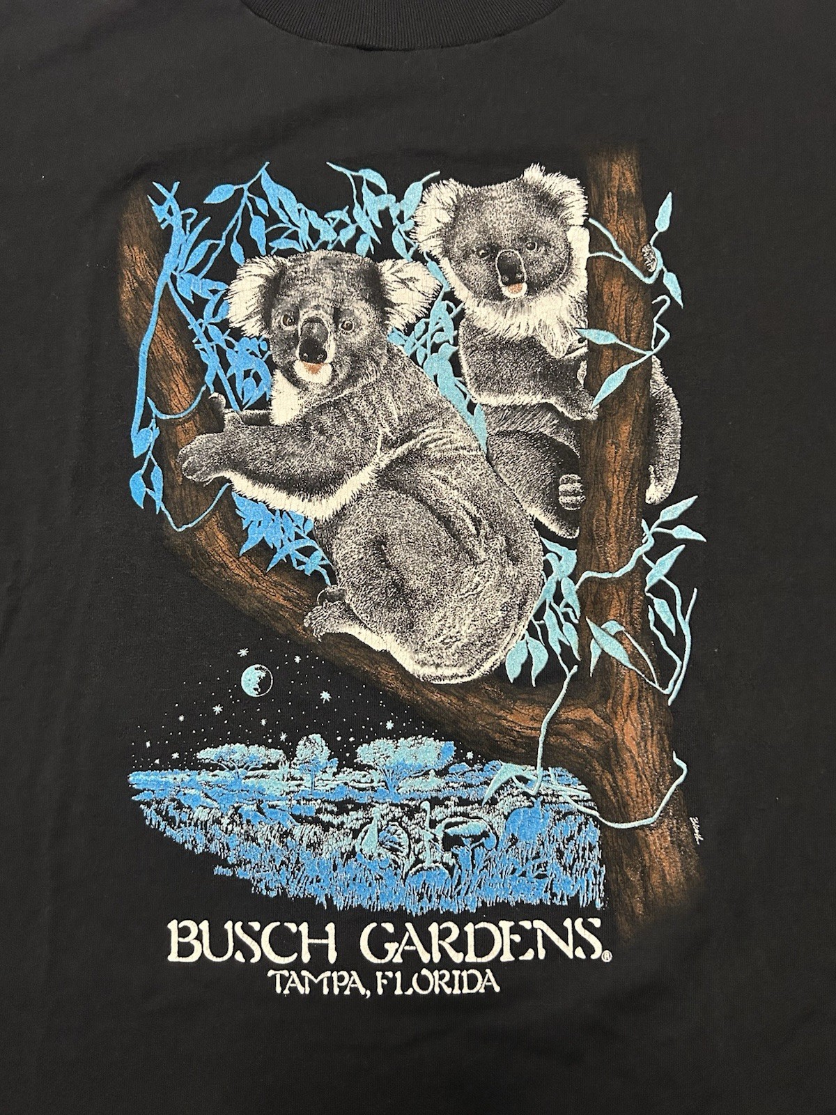 Oneida 90s Busch Gardens Tampa Florida Koala Nature Graphic Black Shirt Size XL gallery