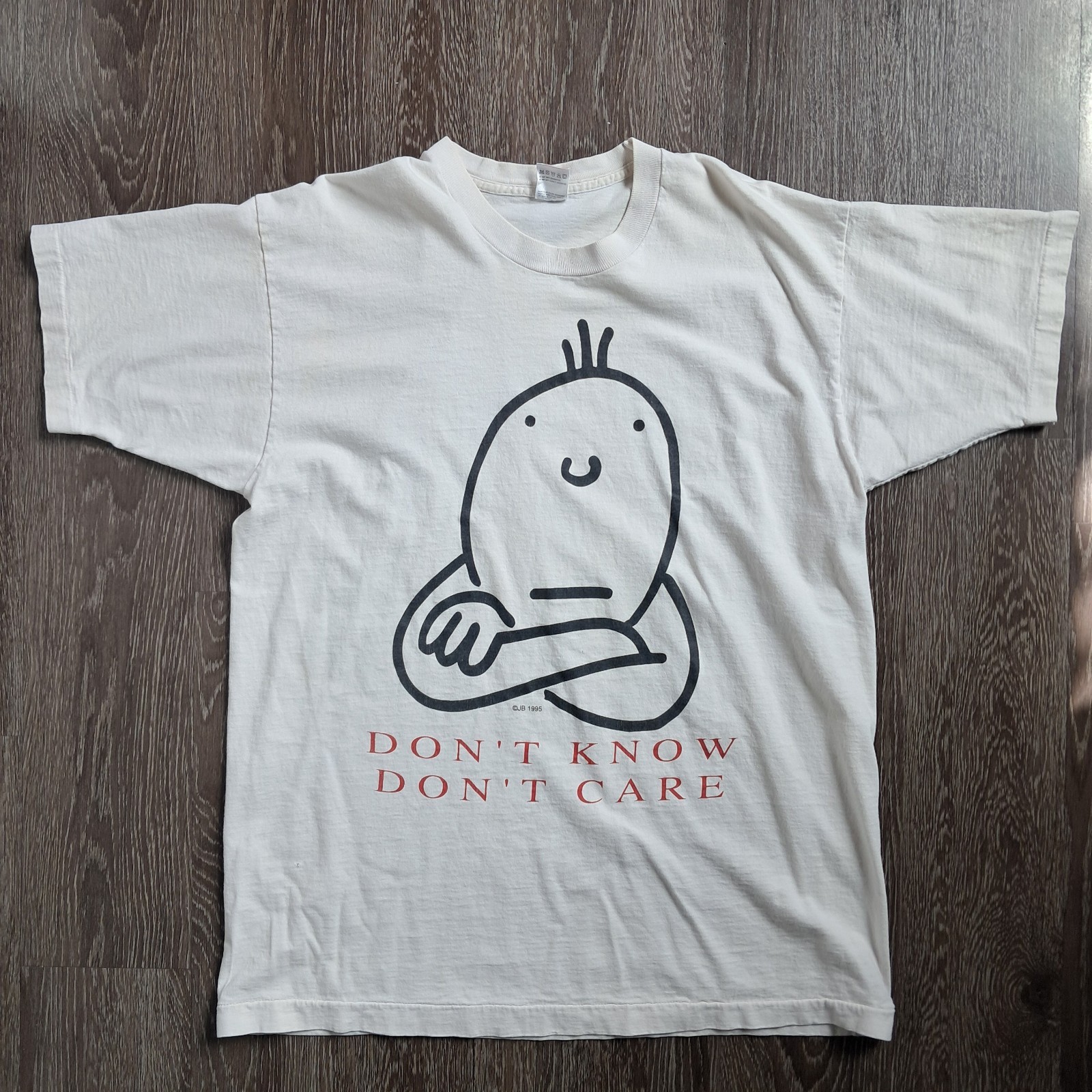 Vintage 1995 Dont Know Dont Care Single Stitch T-Shirt Men's XL gallery