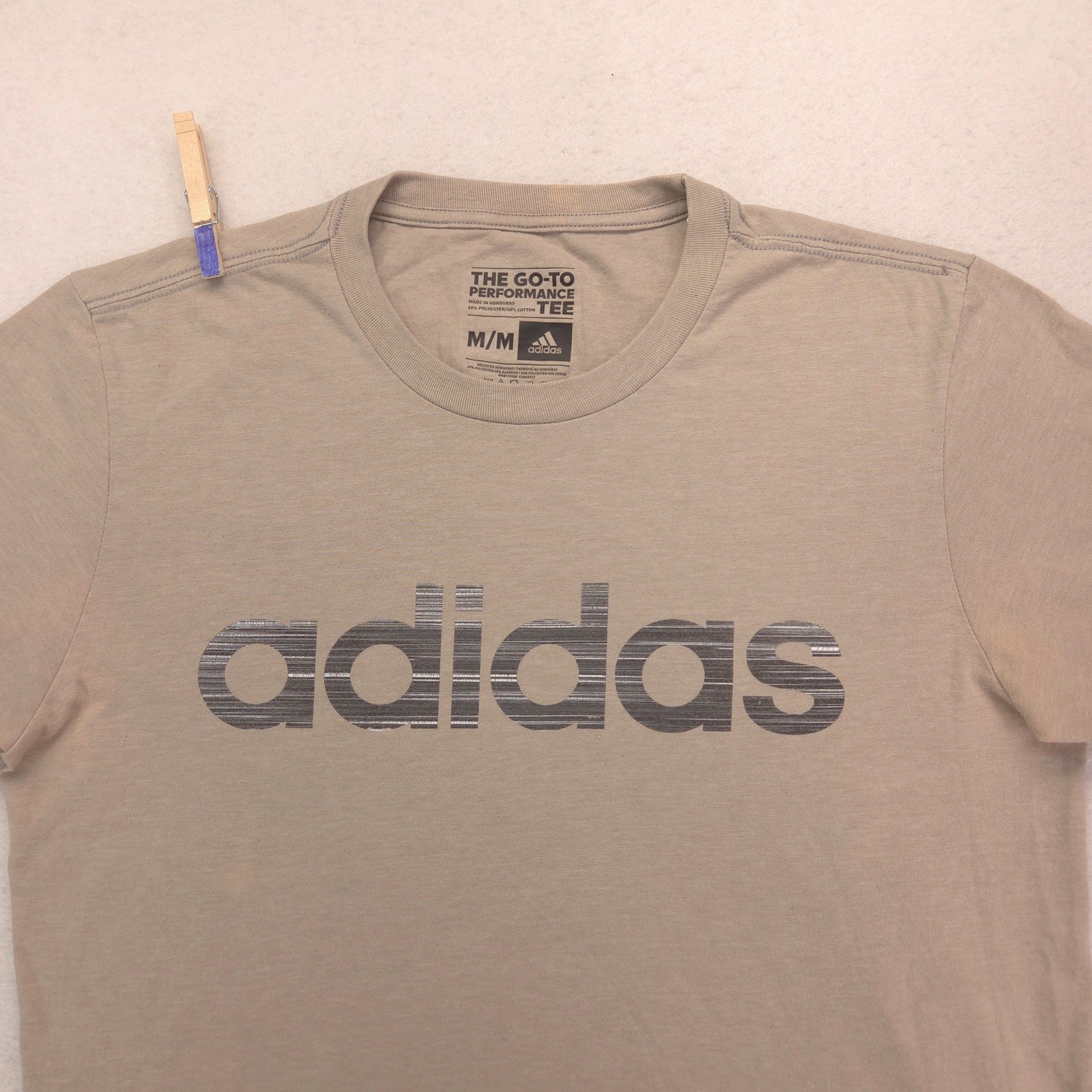 Adidas Casual Crew Neck Short Sleeve Graphic T Shirt Mens Size Medium M Tan gallery