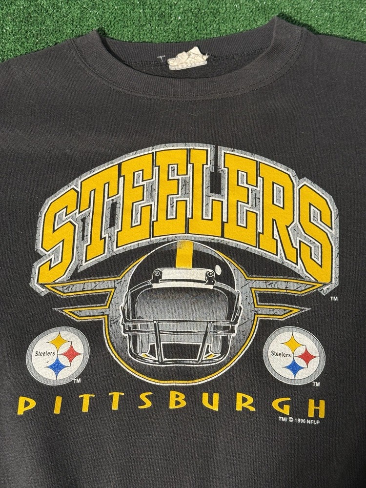 VTG PITTSBURGH STEELERS SWEATSHIRT SWEAT SHIRT NFL FOOTBALL THROWBACK Sz Small