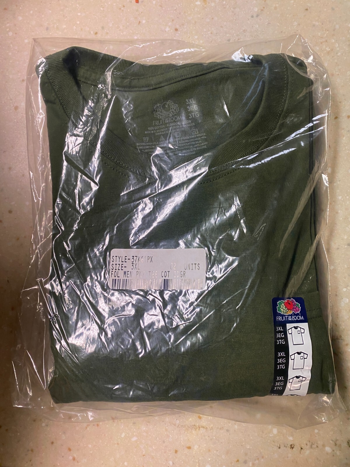 Pack of 2, OD Green, Fruit of The Loom S/S Pocket T-Shirts - 4XLarge gallery