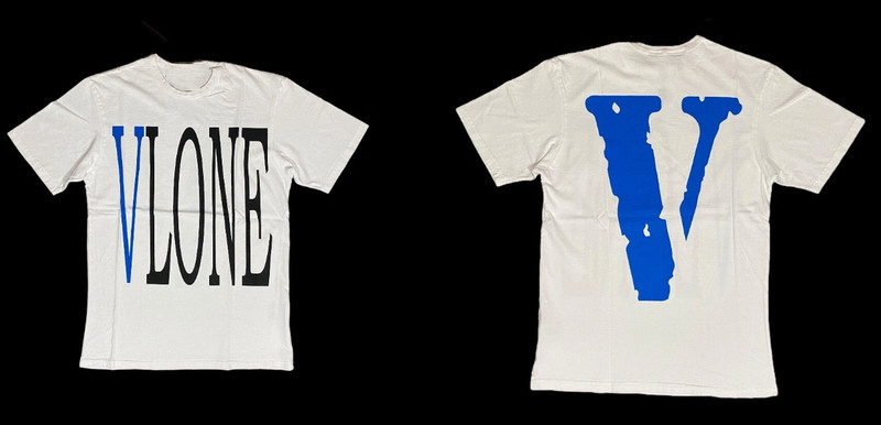 VLONE Blue Staple T-Shirt White Unisex Fashion Streetwear Reprint S-5XL