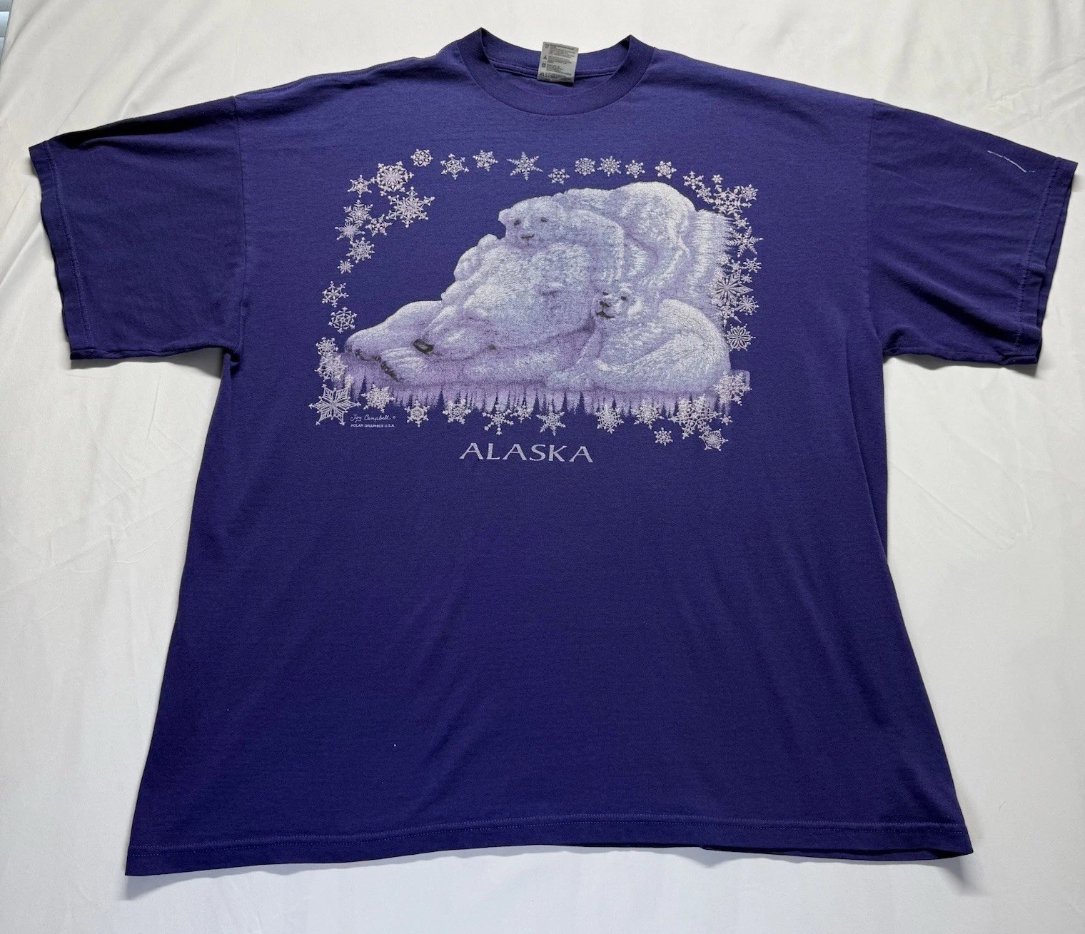 Vintage 90s Alaska Polar Bear T-Shirt Size 3XL Purple graphic tee wildlife USA gallery