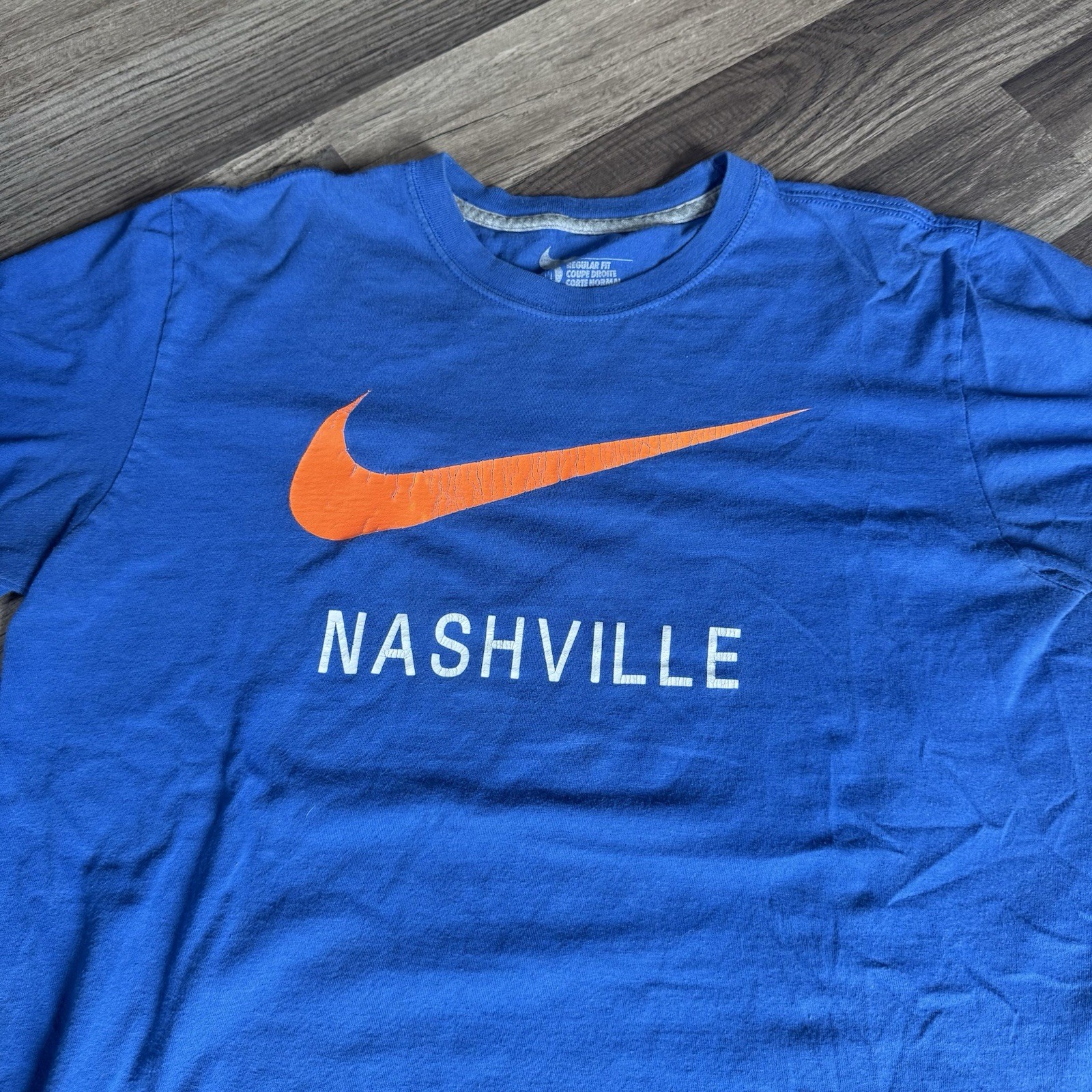 Nike Mens Blue Nashville Graphic Logo Crew Neck Regular Fit T-Shirt Size M gallery