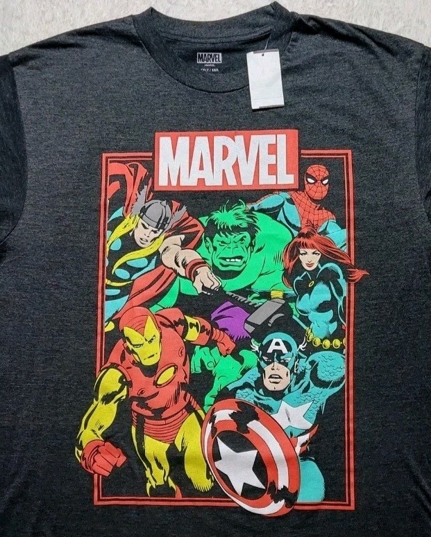 Marvel T-Shirt Men's XLT Charcoal Avengers Graphic Crew Neck MVAC0BGB SC3 gallery