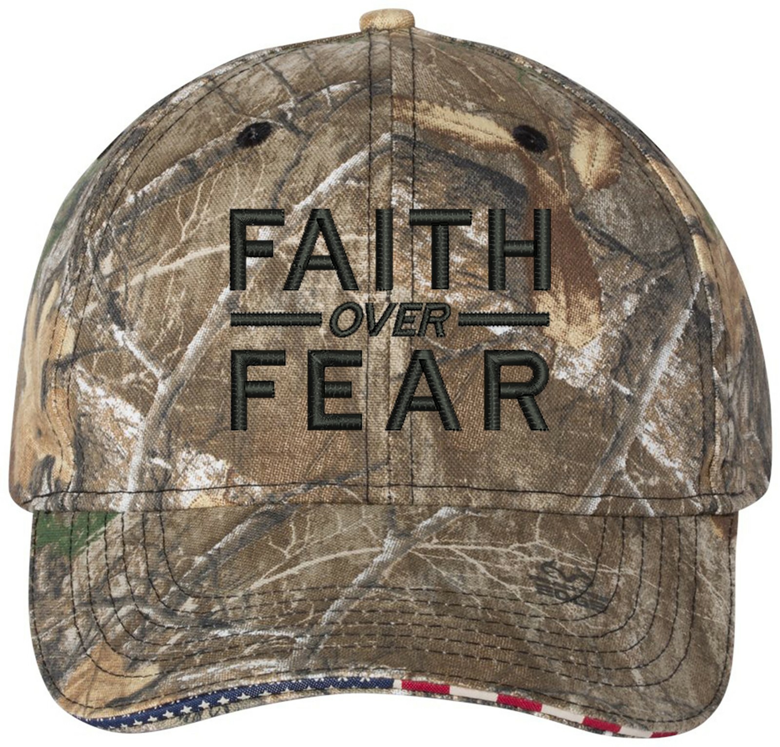 Faith Over Fear Embroidered Camo Structured Adjustable One Size Fits All Hat gallery