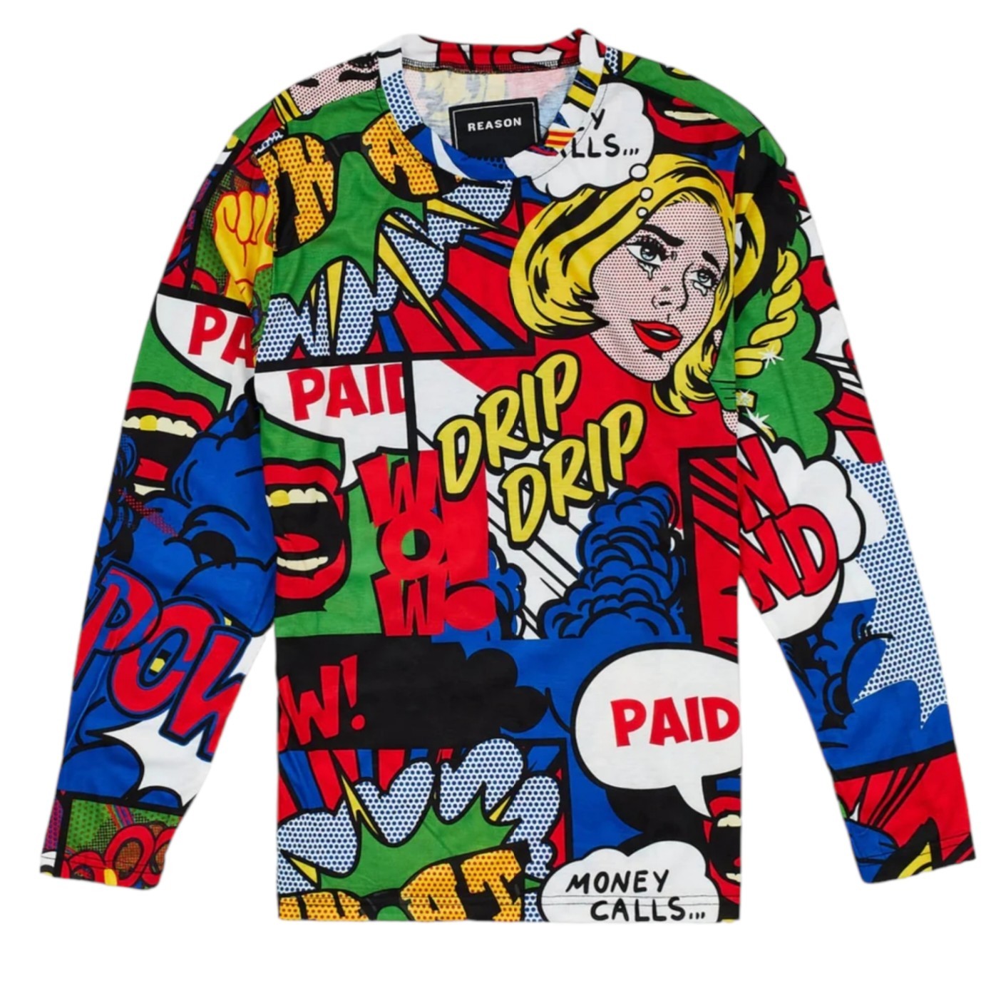 Reason Men's Pop Art Comic SHIRT - Red, Blue, Green gallery