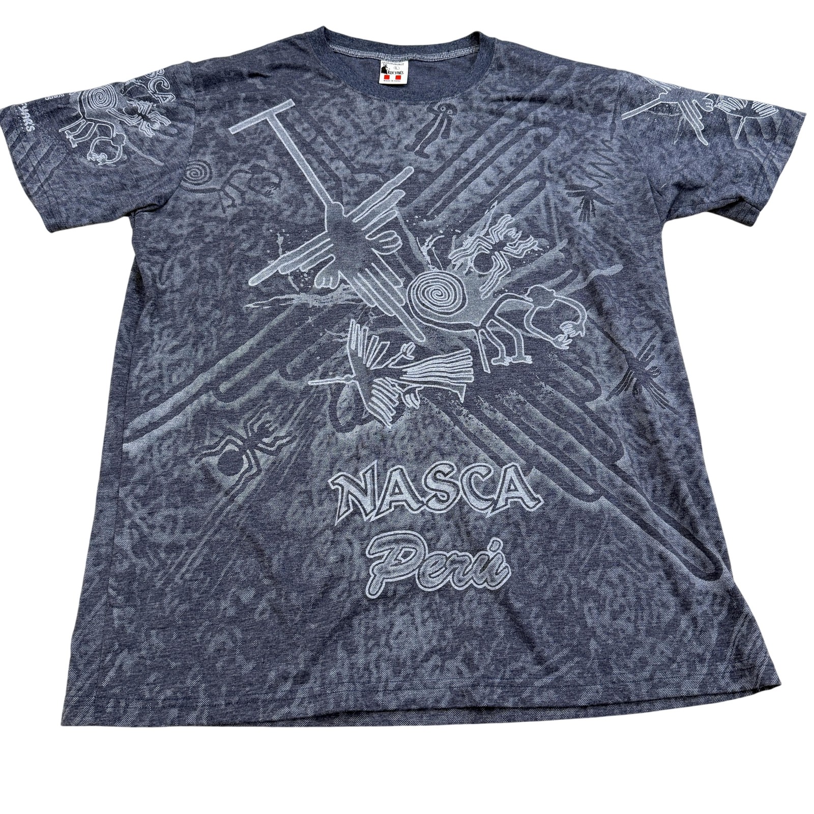 Nasca Lines Peru Shirt Mens Large Gray AOP Graphic Souvenir Rufyar's gallery