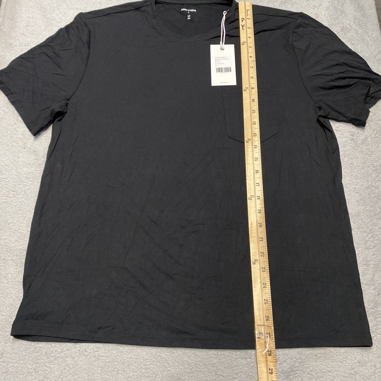 Cozy Earth Bamboo T Shirt Mens Large Black Pocket Stretch Knit Lounge NEW gallery