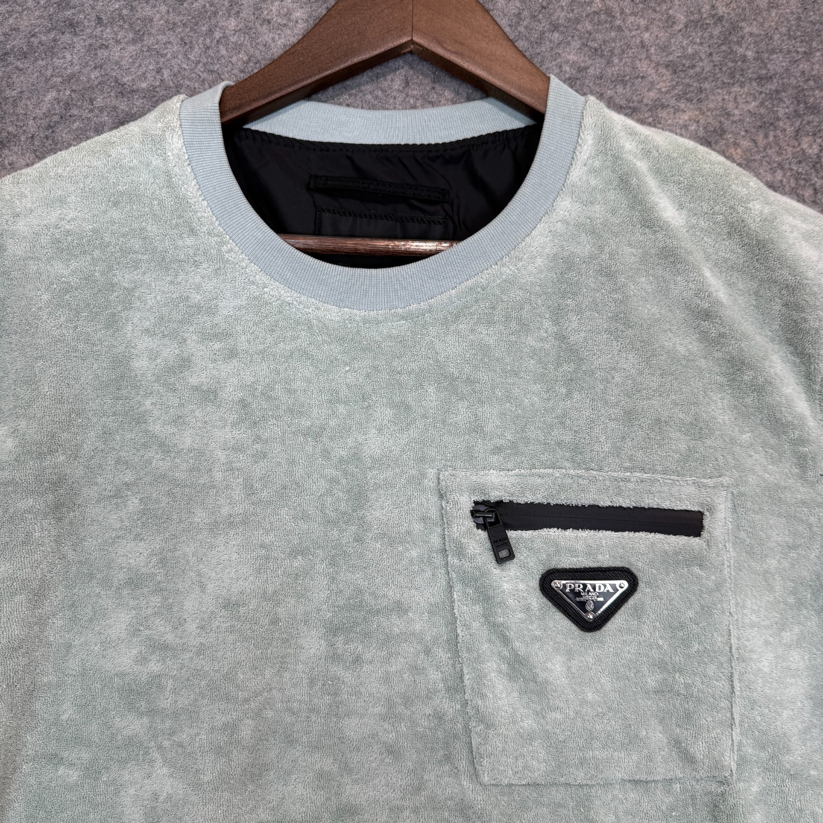 Terry Cloth Shirt Mens Medium Zip Pocket Green Italy Short Sleeve gallery