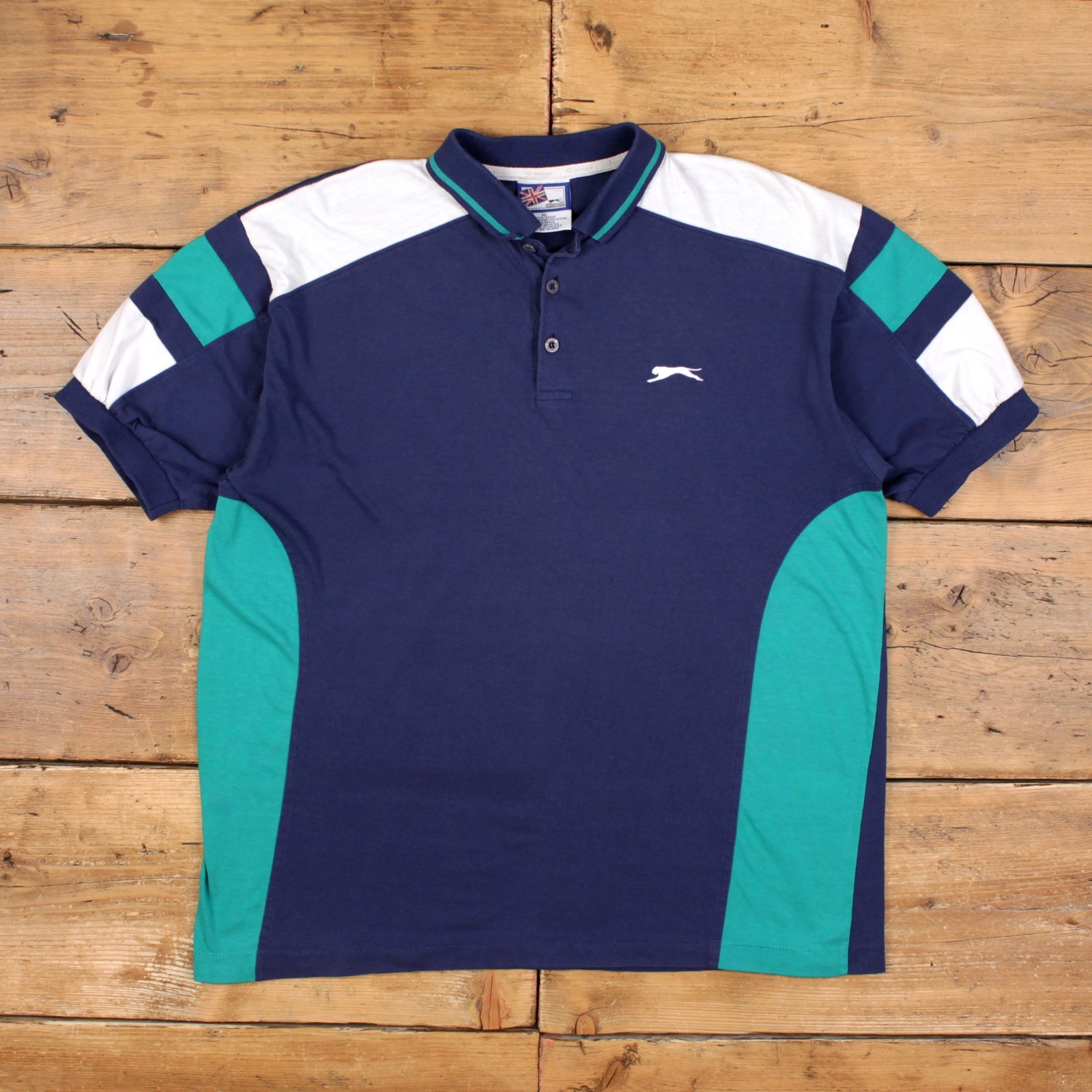 Vintage Slazenger Polo Shirt XL Mens 00s Blue Colorblock Single Stitch gallery