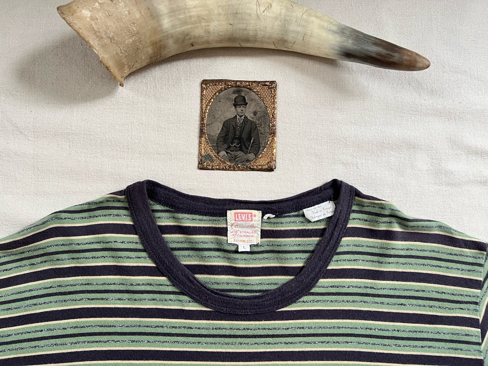 LVC T-Shirt L 50s Casuals Single Stitch Stripe Levi's Vintage Clothing 2015 Rare gallery