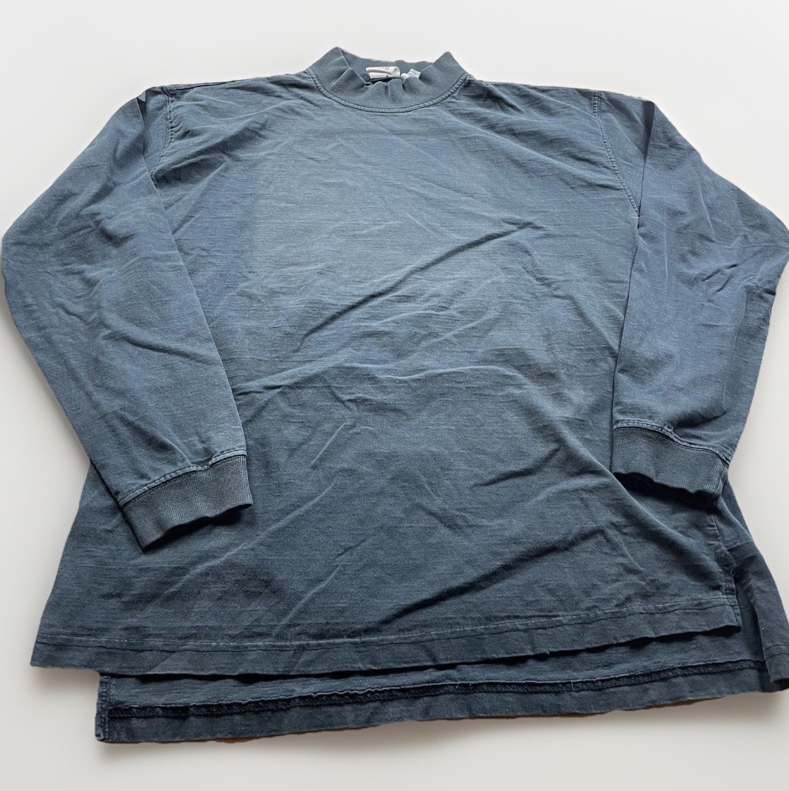 vtg 90s Faded Black Mock Neck Distressed Field Gear L Basic T Shirt Essential
