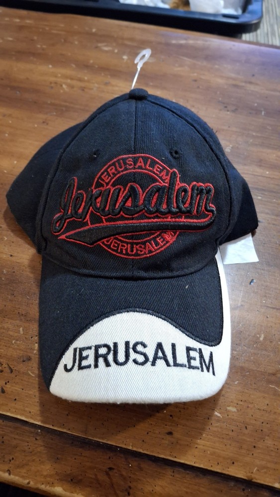 Baseball hat Jerusalem Baseball Hat Red Black White Adjustable StrapBack Cap OBO