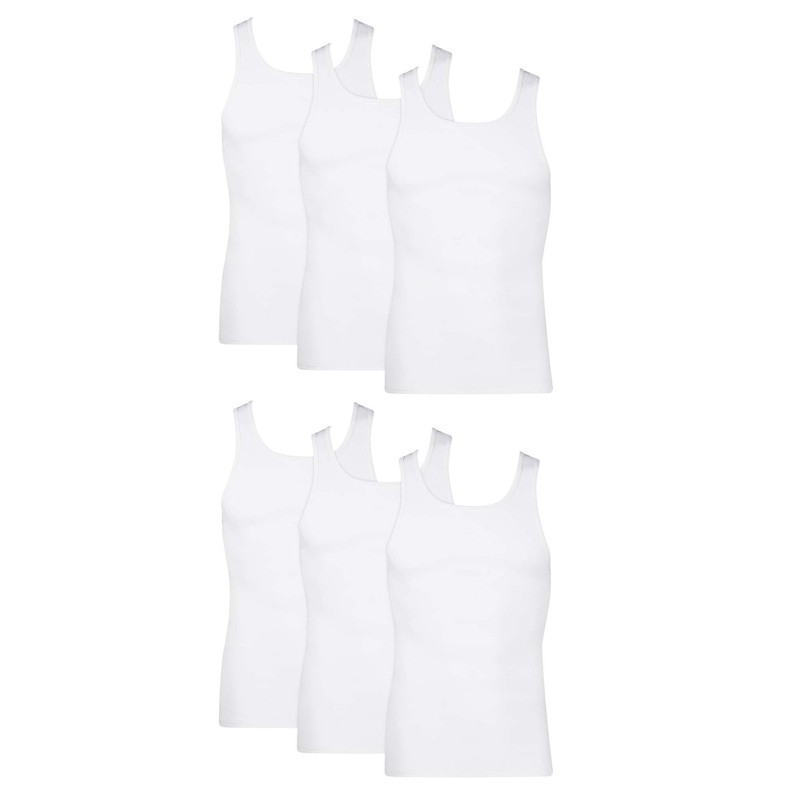 Hanes Men’s Ribbed Cotton Tank Tops 6-Pack, Moisture-Wicking Undershirts