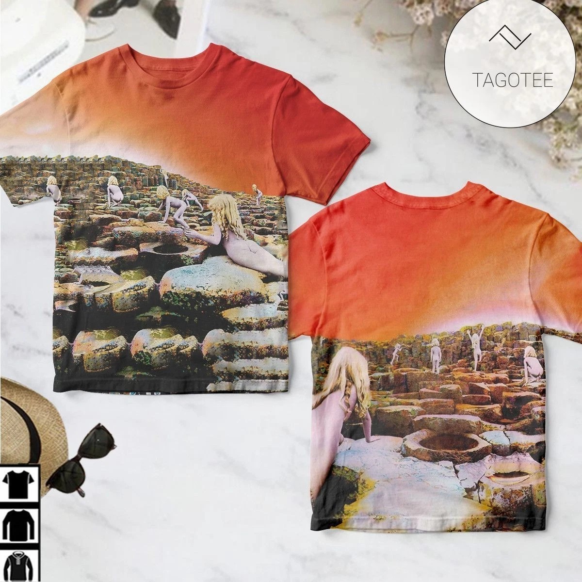 Led Zeppelin Orange and Brown Tee Men and Women 3D AOP T-Shirt S-5XL 1J5000 gallery