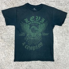Levis T-Shirt Mens Small Strauss Eagle Distressed Destroyed Worn Holes Black