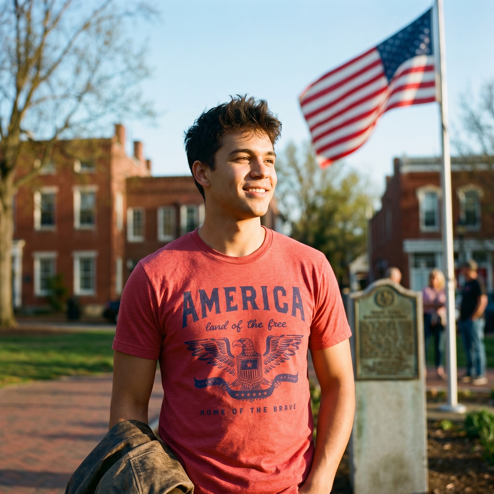Mens Funny T Shirts America Land Of The Free Home Of The Brave Graphic Patriotic gallery