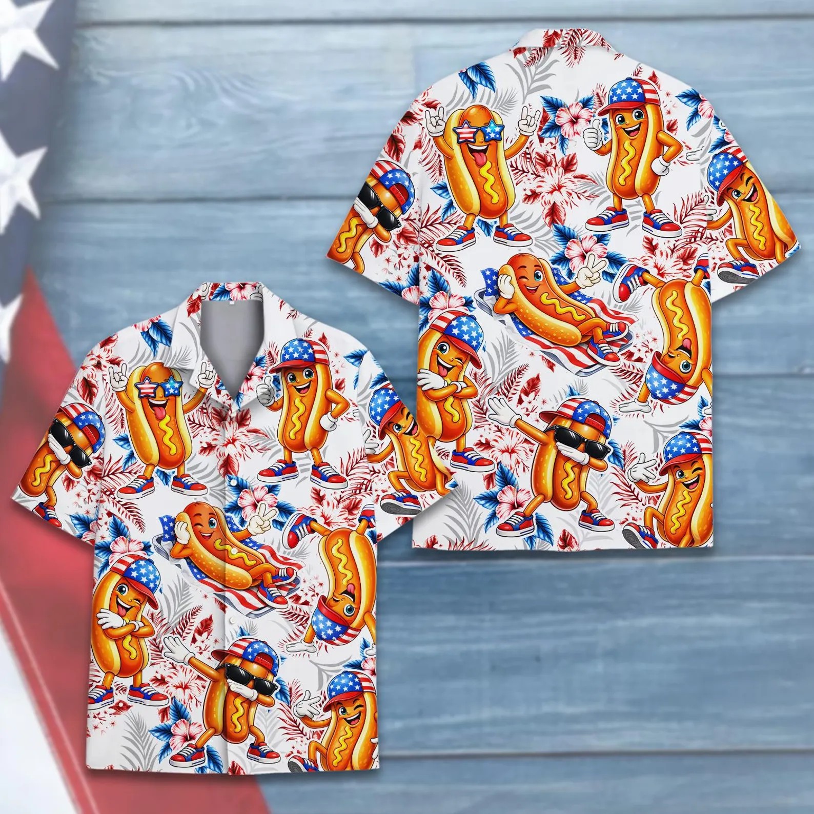 Hot Dog American Flag Hawaiian Shirt gallery