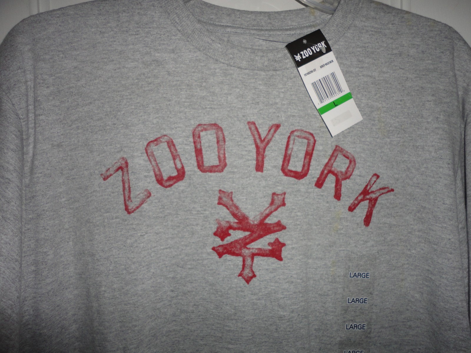 MENS ZOO YORK BRAND NEW! S OR L GRAY LOGO PULLOVER T SHIRT NWT gallery