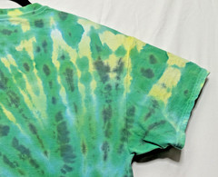 Handmade Tie Dye Radial Spiral Pattern Green Yellow XL Shirt 23″ W X 28″ L