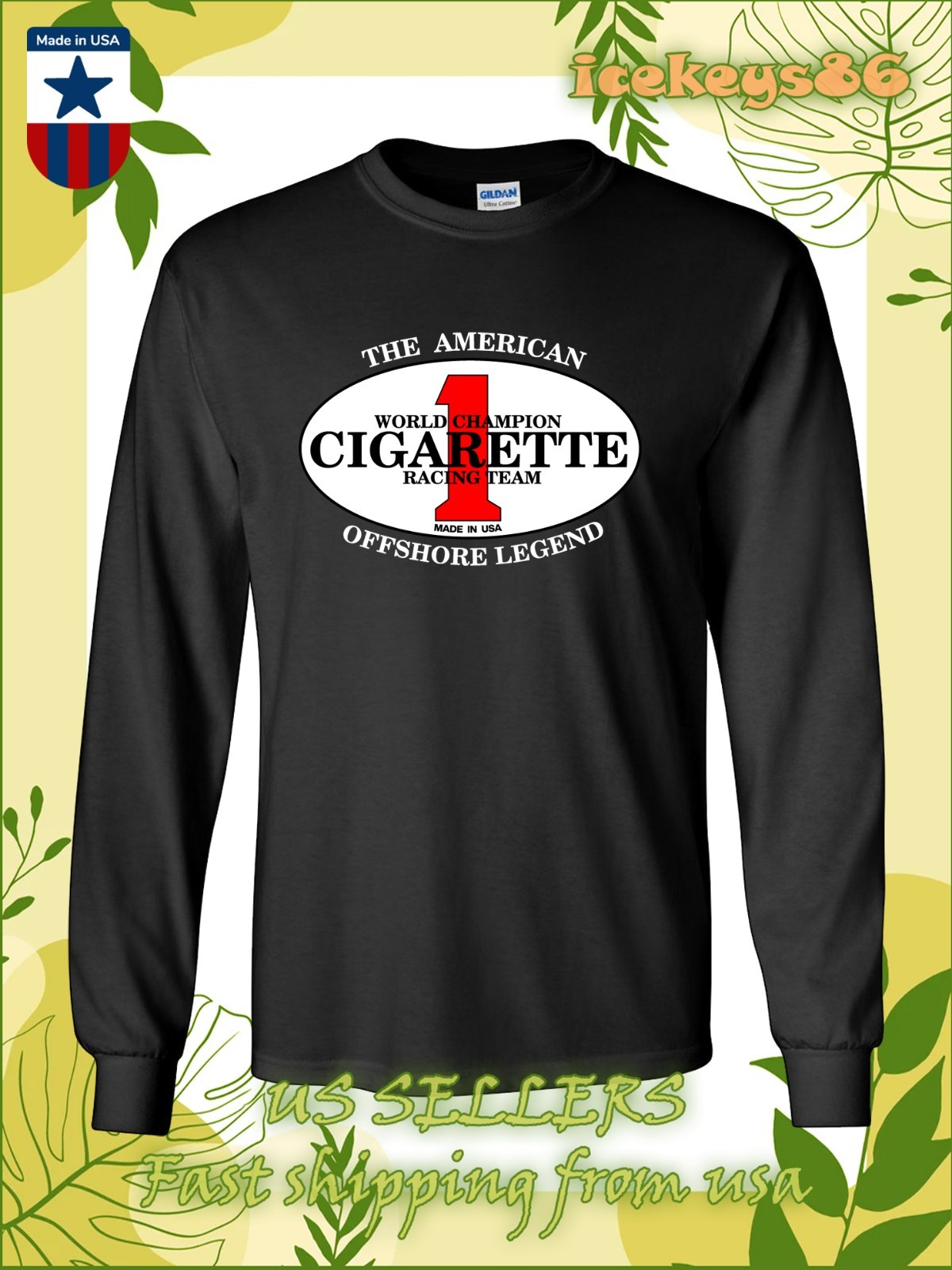 New Tee Cigarette Offshore Boats Logo Men’s Long Sleeve T-Shirt American T-Shirt