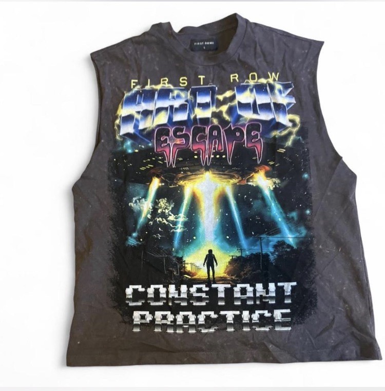 Men First Row Band Tee With Studs Sleeveless Heavy Duty Quality
