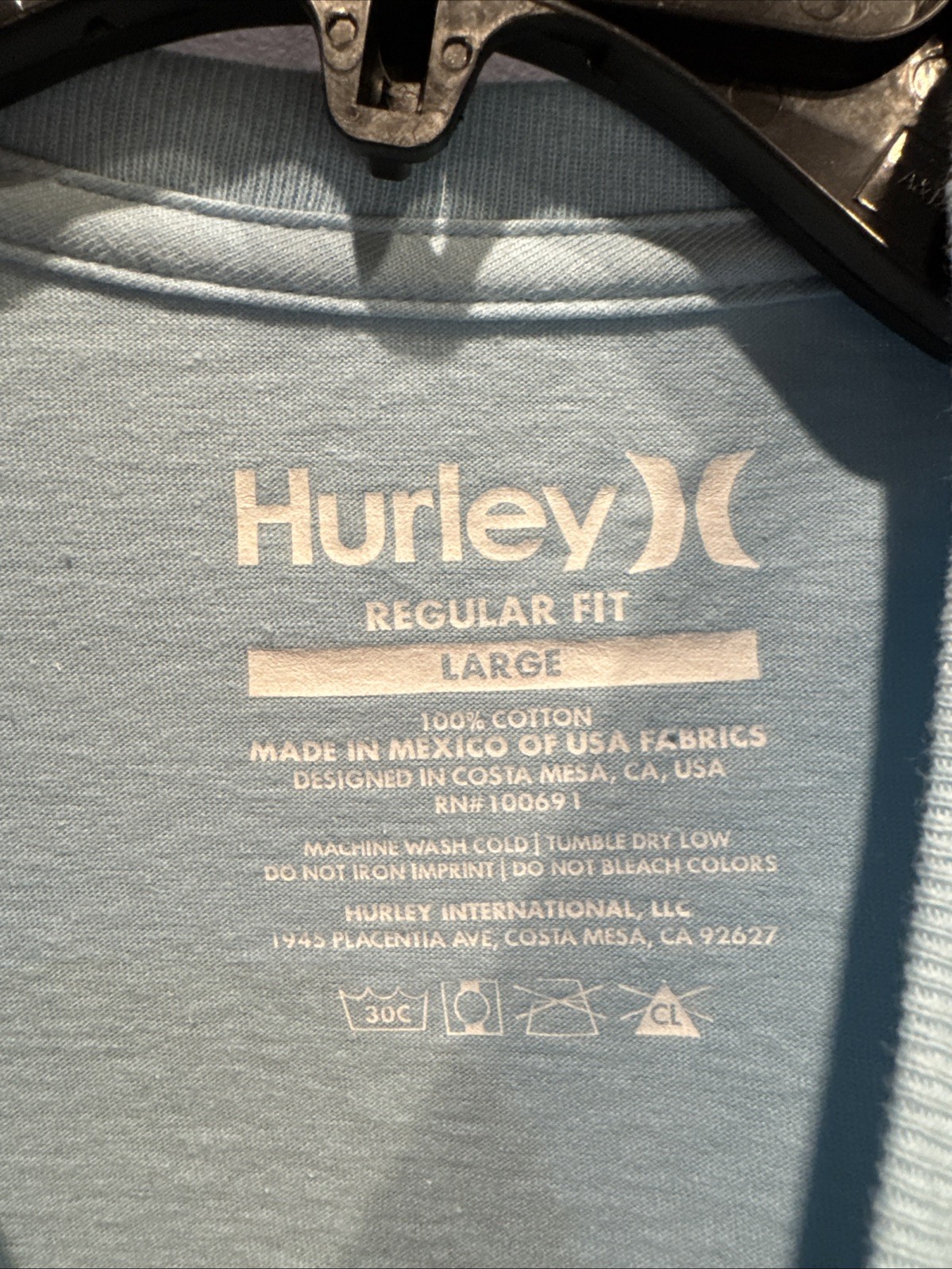 Mens Large Hurley Lids Vintage Tshirt Blue Wolfe Stains Hanger Marks Distress 99 gallery