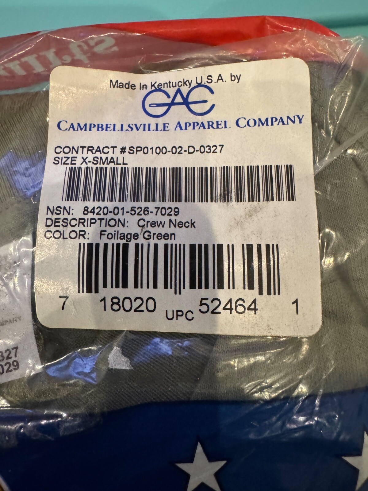 CAMPBELLSVILLE APPAREL COMPANY DSCP 100% COMBED COTTON CREW NECK 3PK MENS XS gallery