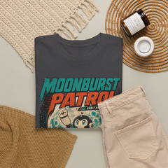 Moonburst Patrol Retro Robot Space Rescue Graphic T-Shirt