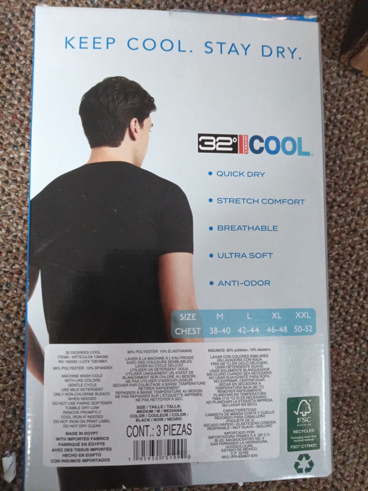 NEW 32 Degrees Cool Men's 3 Pack Short Sleeve Crew Neck black Large M gallery