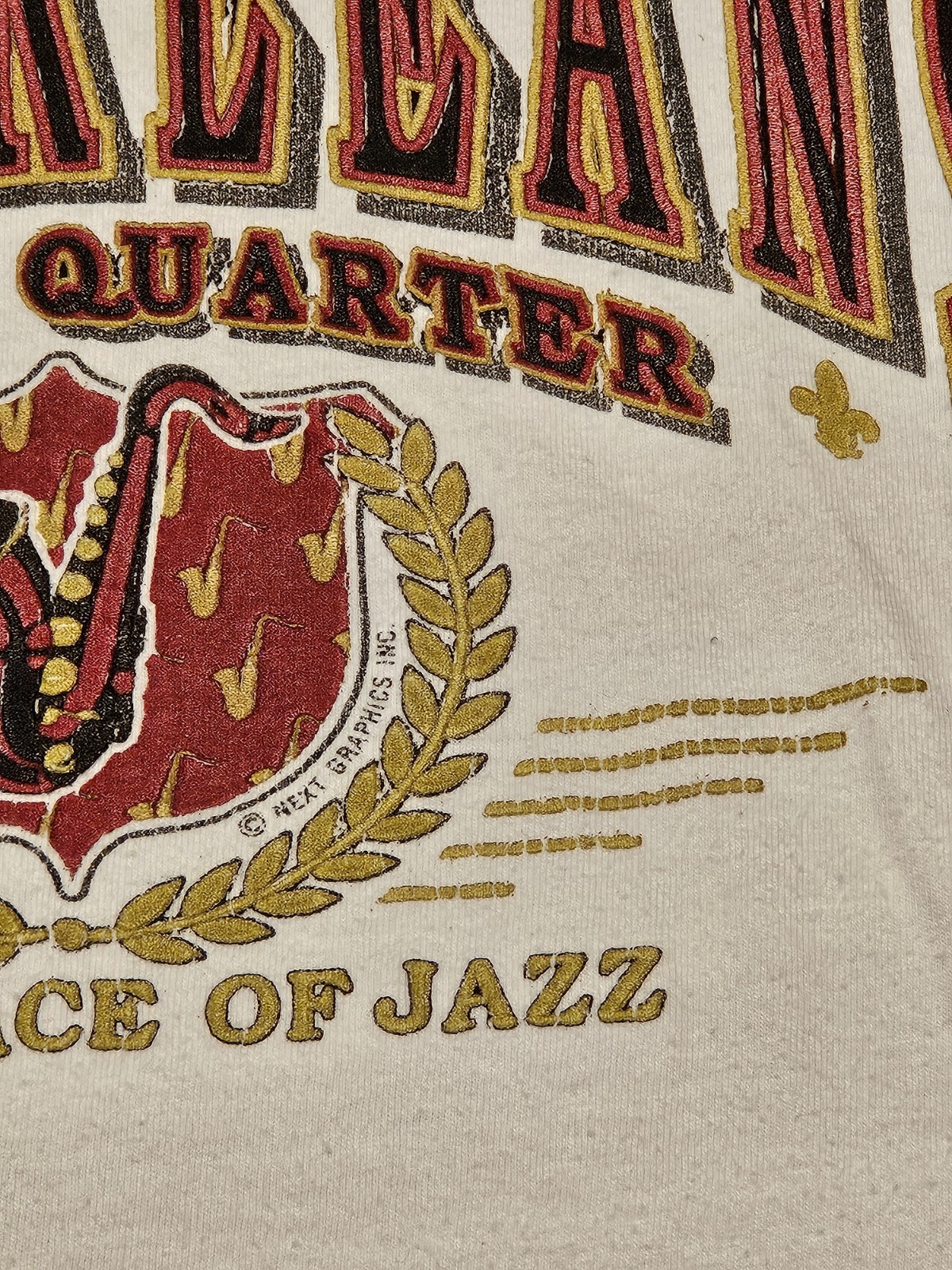 Vtg 90s New Orleans French Quarter T Shirt XL Hanes Beefy Birthplace of Jazz USA gallery