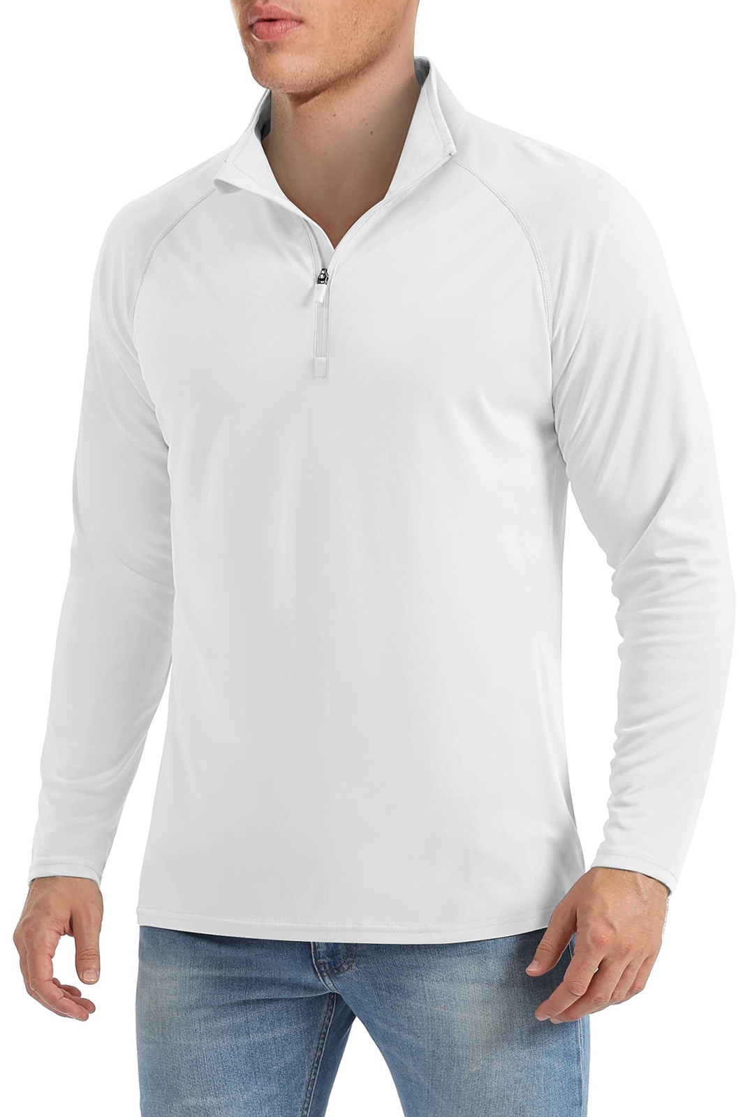 UPF50+ Mens 1/4 Zip UV Shirts Summer Skin Protection Performance Fishing T-Shirt