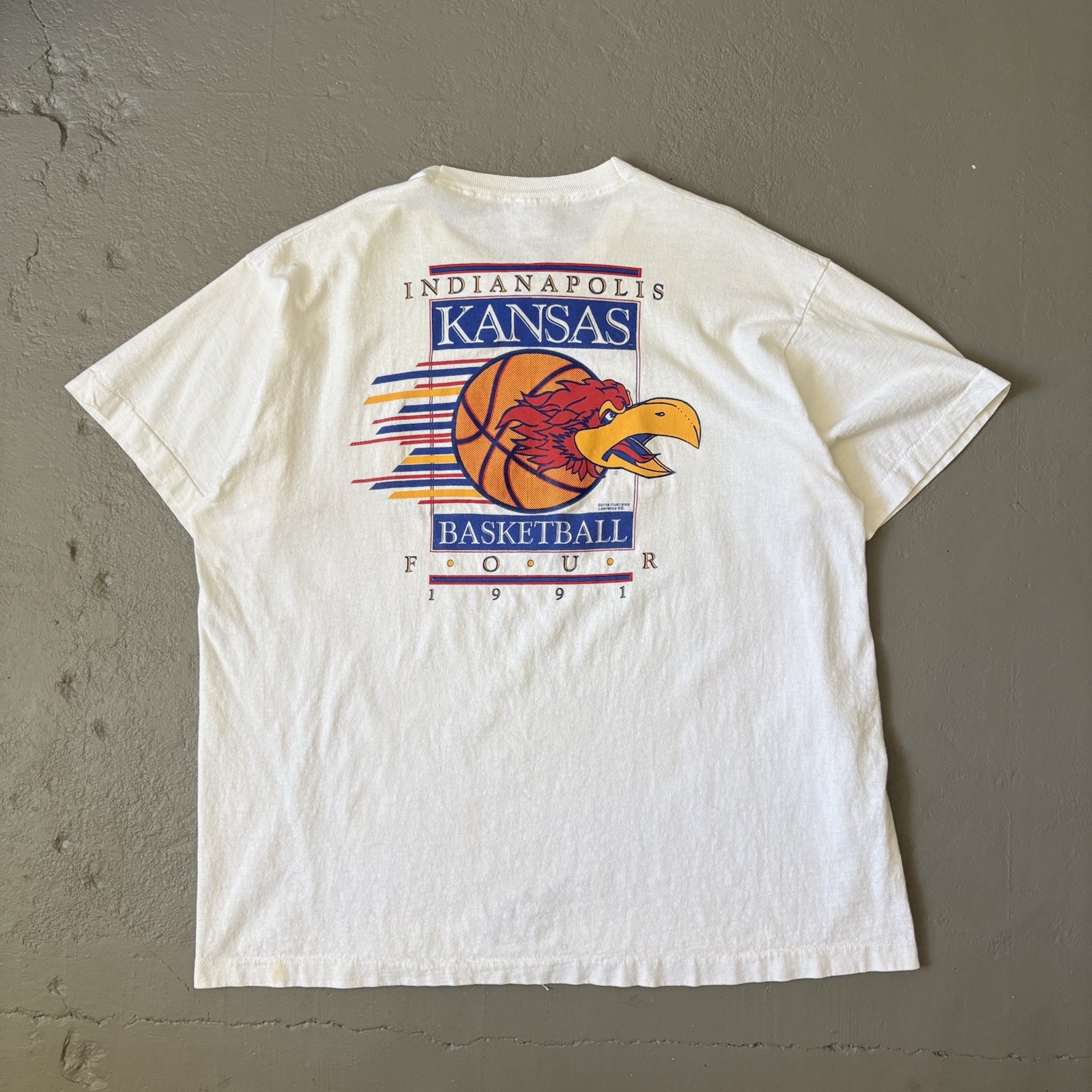 Vintage 1990’s Single Stitch Kansas Jayhawks Distressed Tee - XL gallery