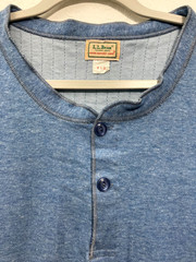 LL BEAN Mens River Drivers Shirt 90s Two Layer Henley Thermal Wool Blend Blue XL
