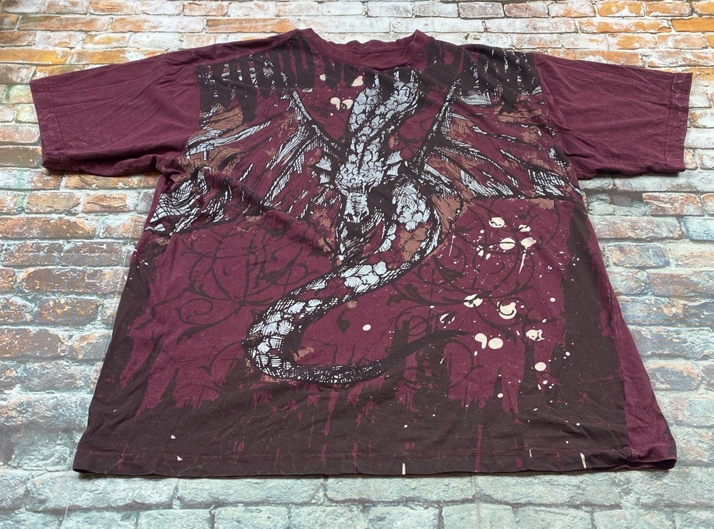 Request Shirt Adult Extra Large Red Y2K Dragon Vintage Graphic Tee Mens