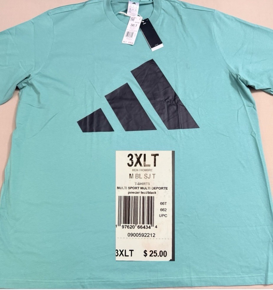NEW..MEN TALL-3XL ADIDAS BIG LOGO SJ TEE (POWDER TEAL) LOOSE FIT gallery