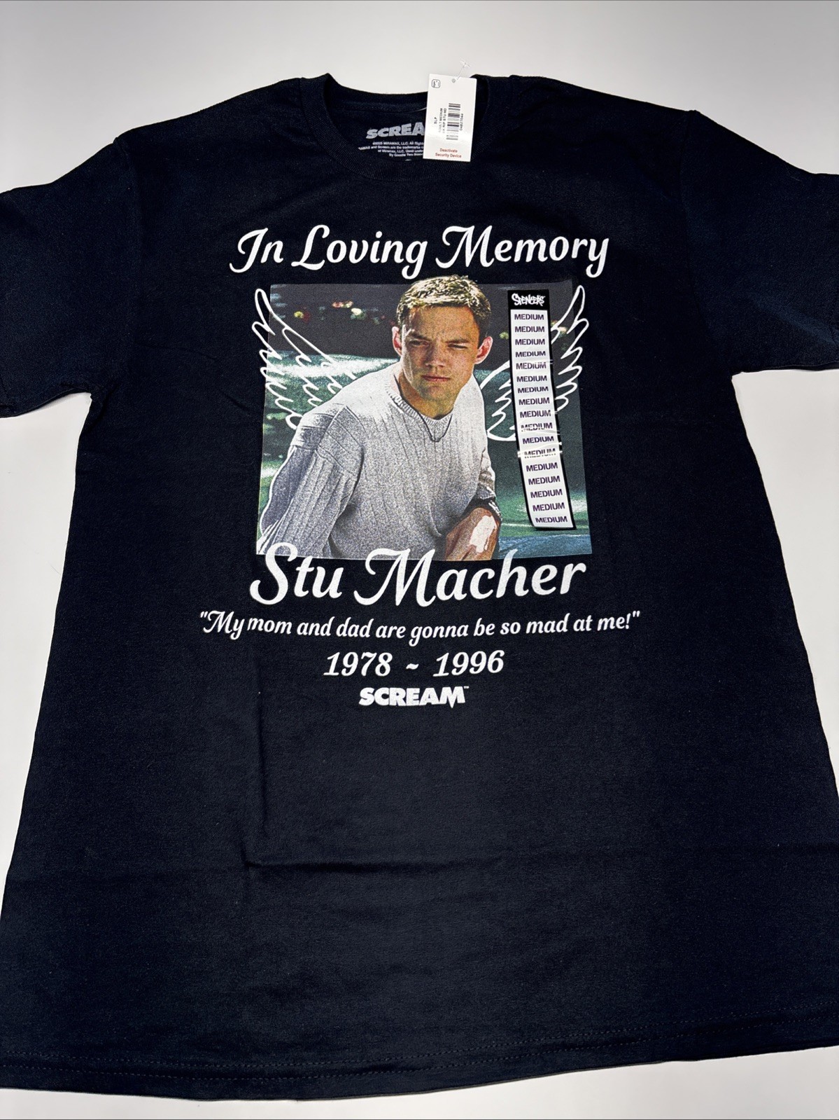 In Loving Memory STU MACHER Shirt -Scream Funny Spencer’s Adult Medium gallery