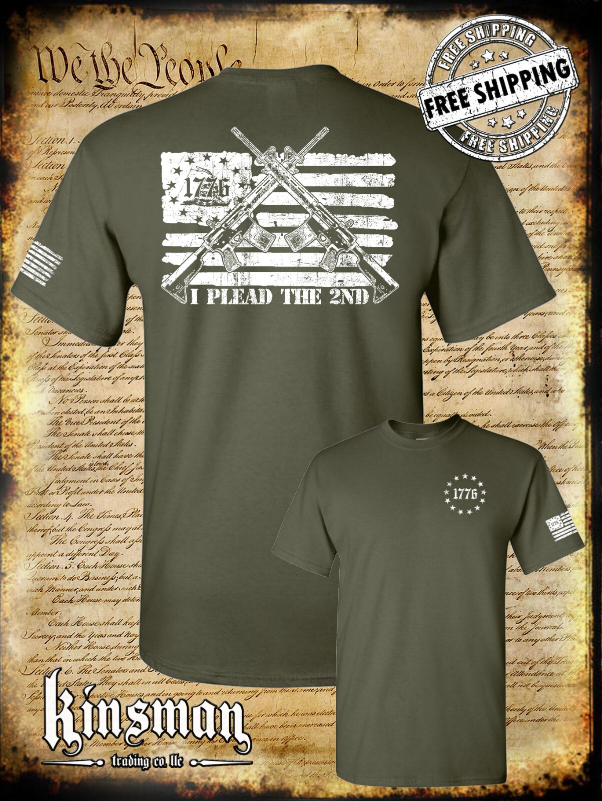 I Plead The 2nd Amendment Pro-Gun T-Shirt / Firearm Rights American Flag 1776 2A gallery
