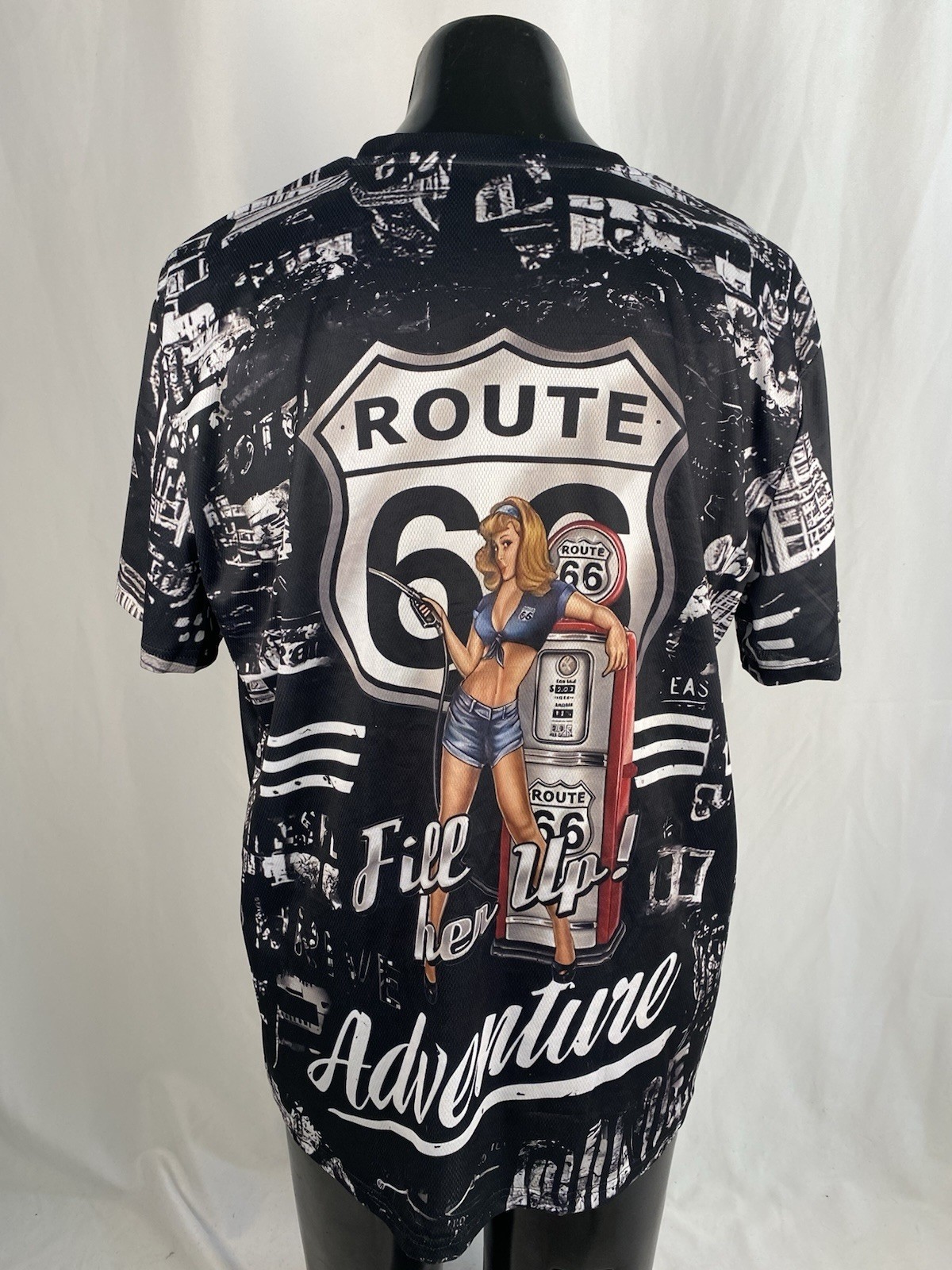 Route 66 Americana PinUp Girl Graphic Shirt Men’s XXL Polyester/Spandex Blend gallery