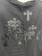 Chrome Hearts Multi Cross Patch Leather T-Shirt XXL Faded Black USA Rare