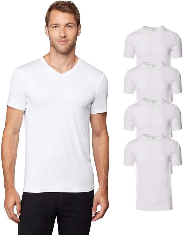 32 Degrees Mens 4 Pack Cool V-Neck T-Shirt | Anti-Odor | Quick Drying | 4-Way St gallery