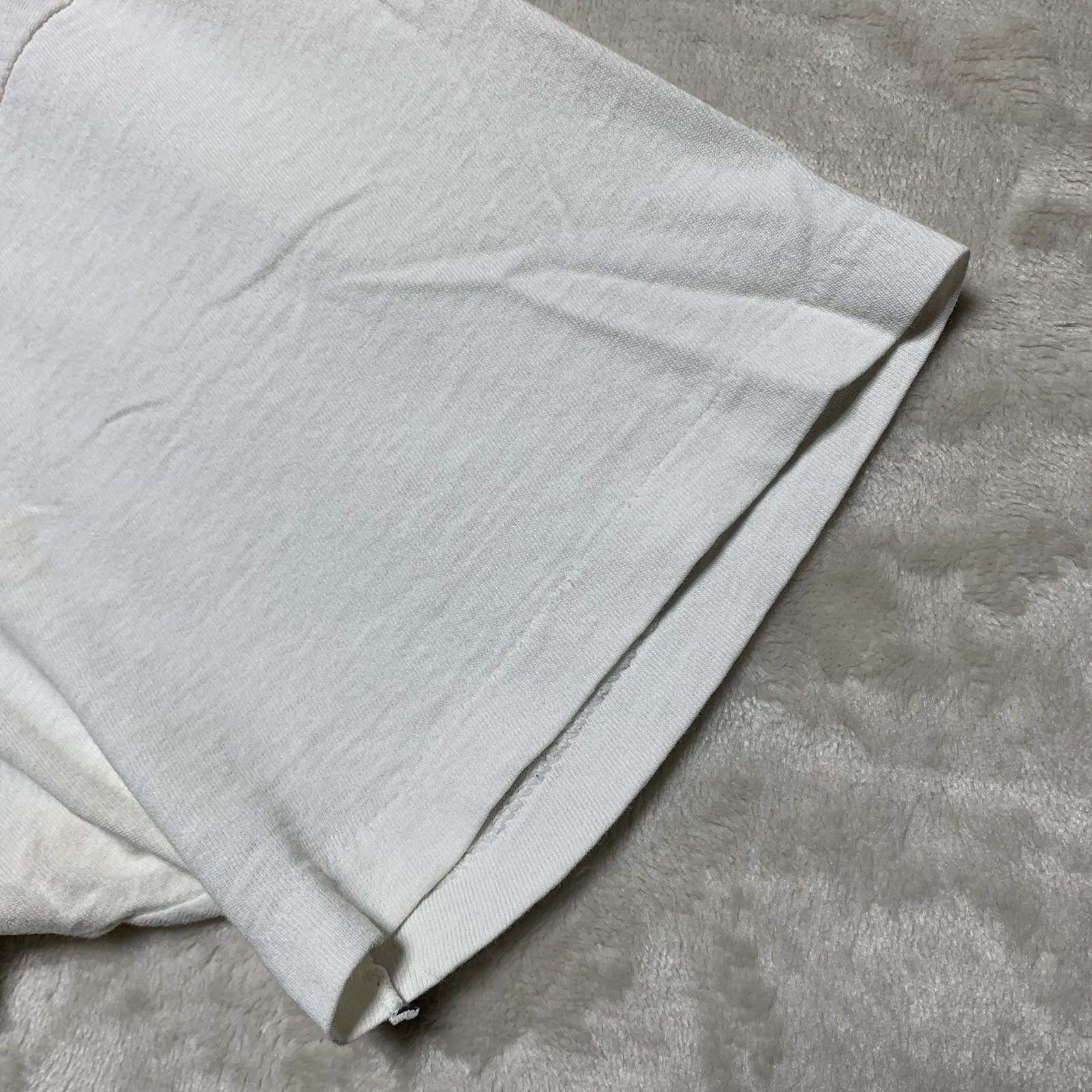 Vintage 90s Hanes Blank White T Shirt L/XL Worn Distressed Single Stitch USA gallery