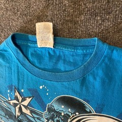Delta Pro Weight Shirt Mens L Blue Skull Wings Stars Graphic Cotton Short Tee