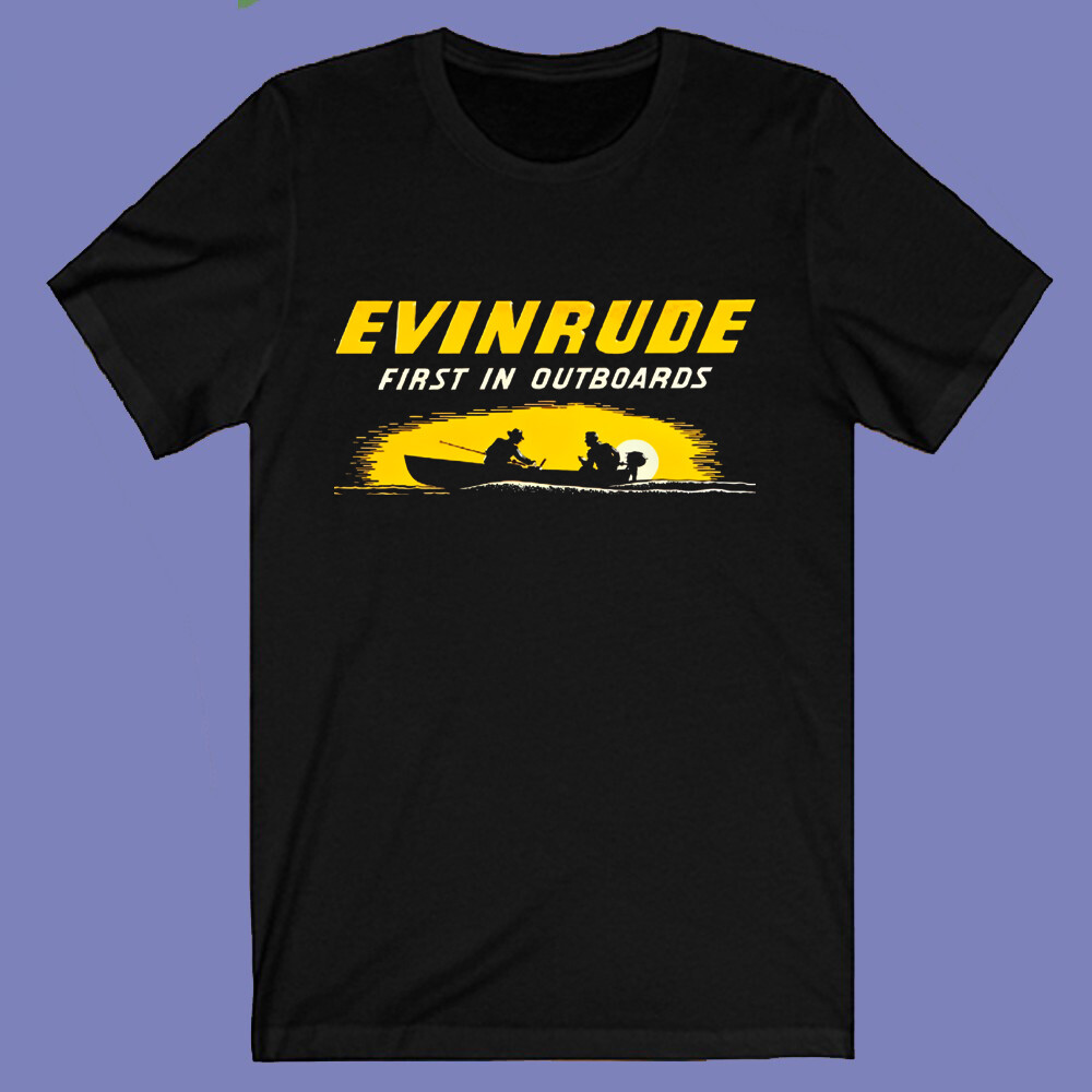 Evinrude Outboard First In Outboards Men’s Black T-shirt Size S-3XL