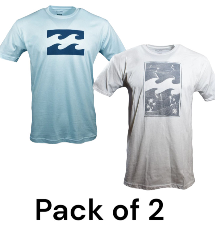 2 Pack -BILLABONG Men’s t-shirt -Surf Skateboard Snowboard Cotton SIZE 2XL -NEW