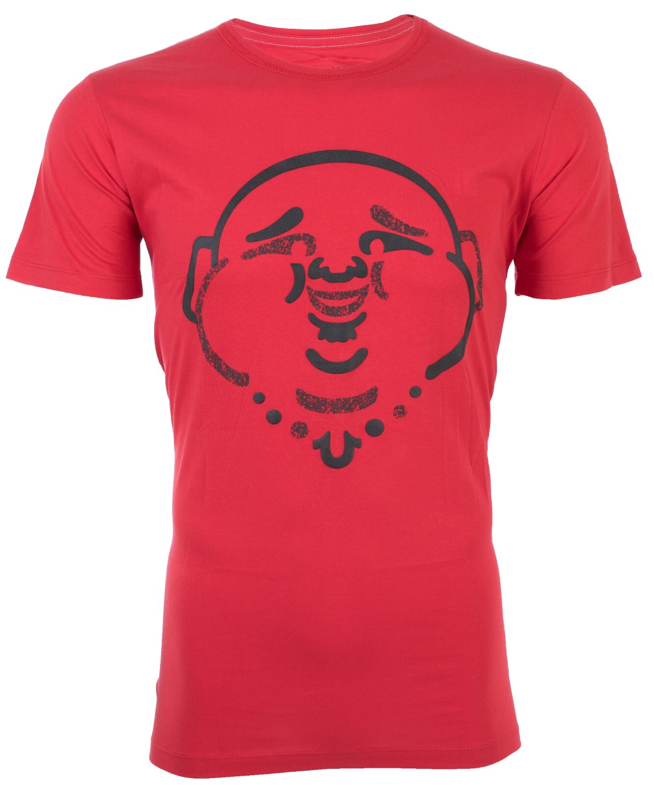 $89 TRUE RELIGION Red ORIGINAL BUDDHA FACE Short Sleeve Designer Graphic T-shirt gallery