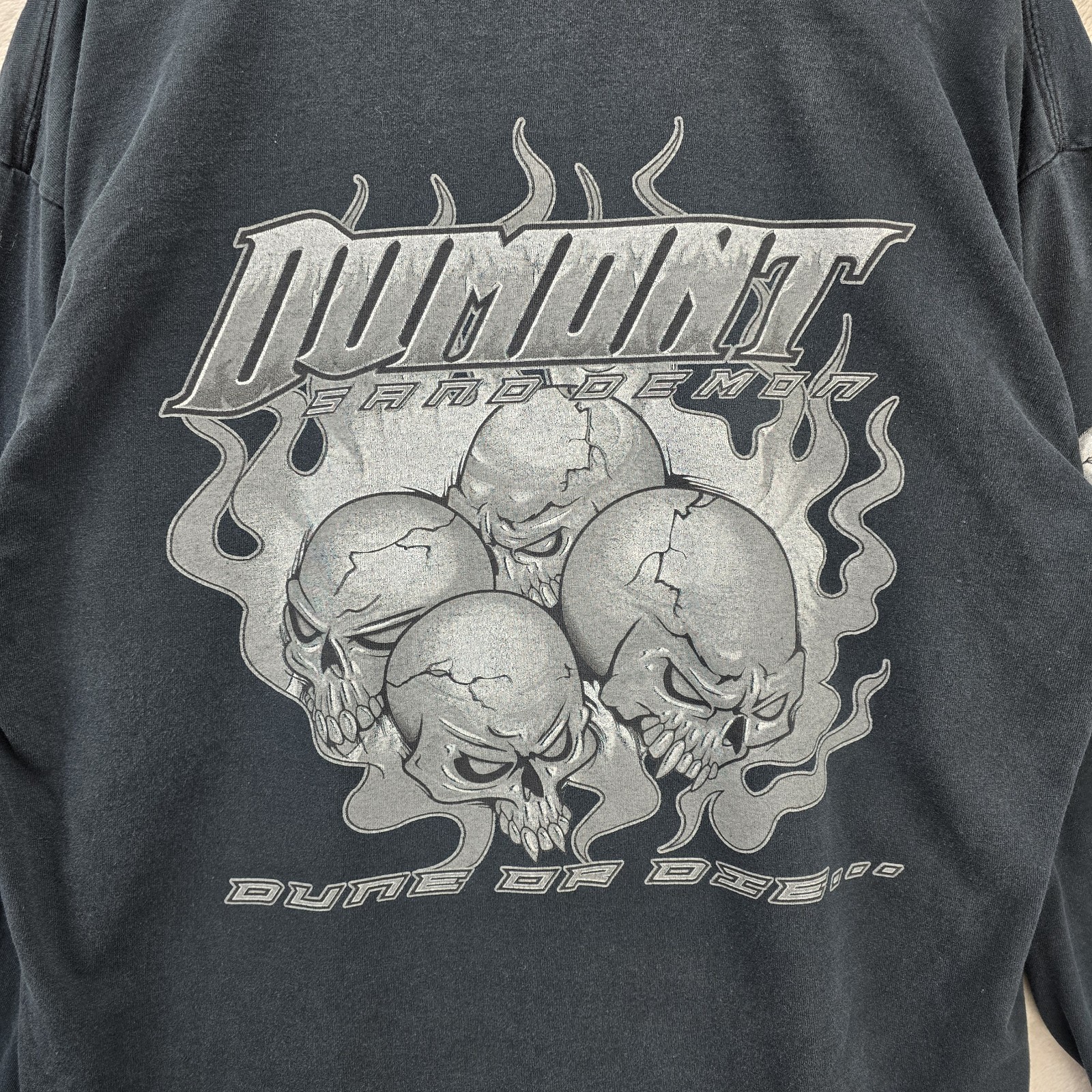 Vintage Dumont Sand Demon Long Sleeve Shirt XL Dune Or Die Skull Flames Y2K gallery