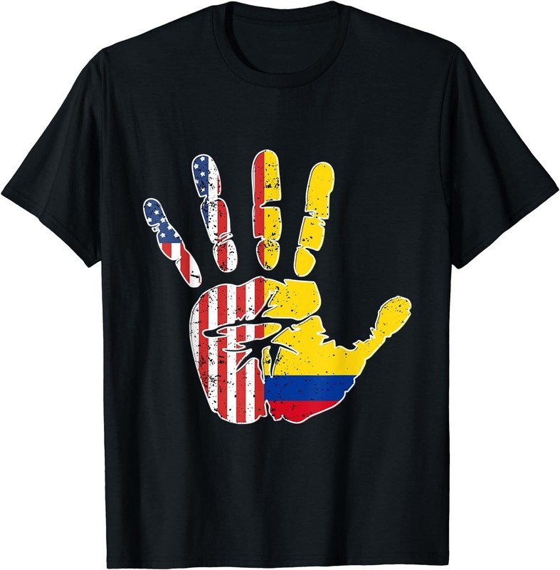 Handprint Flag Proud Colombian American Heritage Gift Unisex T-Shirt