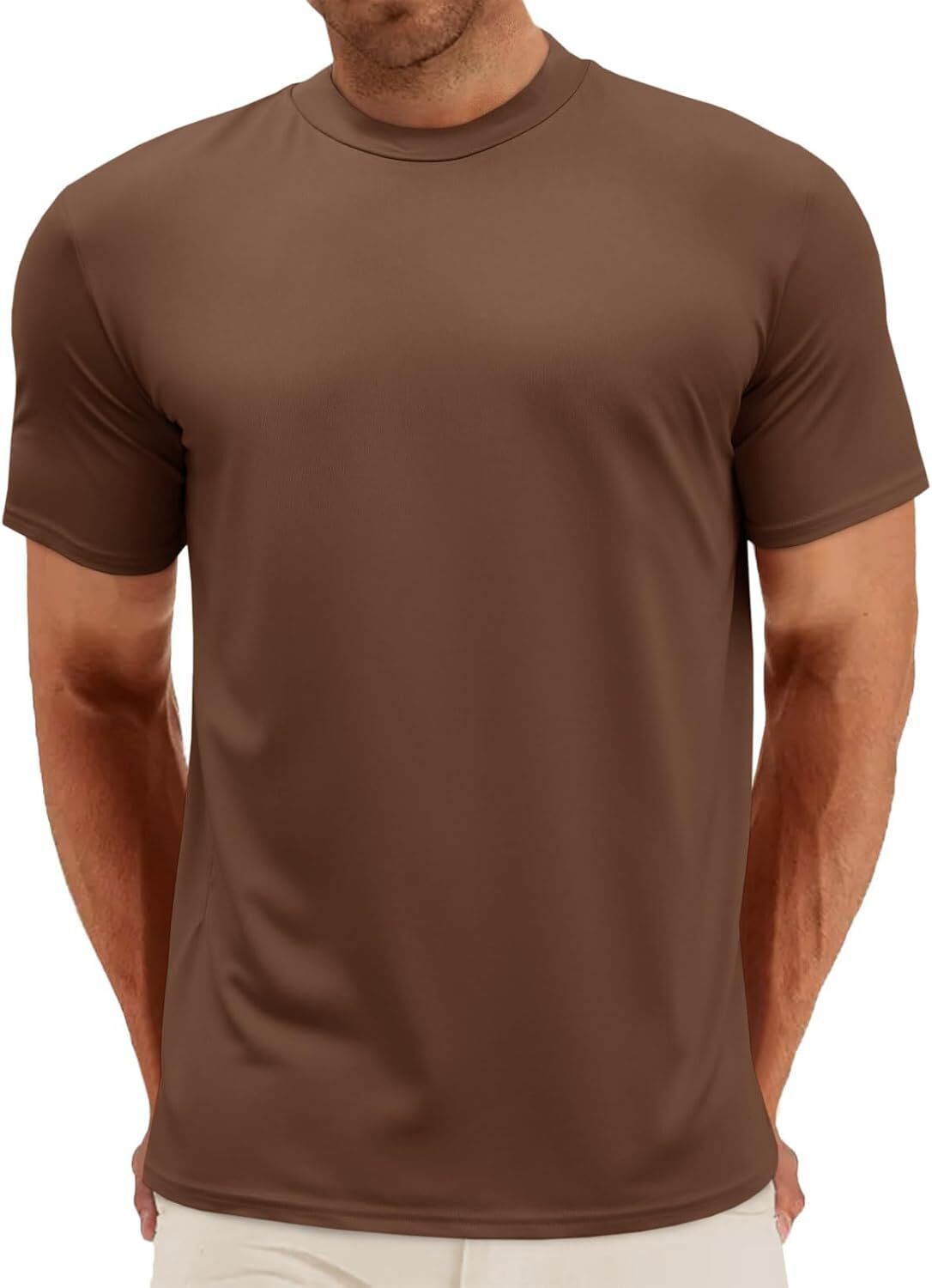 Mens Summer Short Sleeve Mock Turtleneck Tee Casual Basic Pullover Top gallery